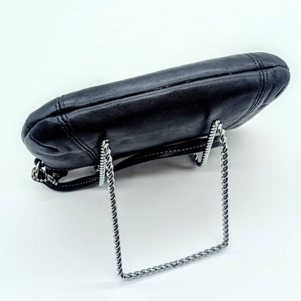 Vintage Coach Blue Black Pleated Leather Wristlet - Picture 5 of 10